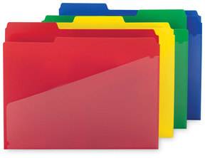 Smead™ Poly Colored File Folders With Slash Pocket 1/3-Cut Tabs: Assorted, Letter Size, 0.75" Expansion, Colors, 12/Pack