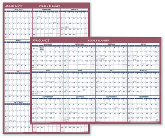 AT-A-GLANCE® Vertical/Horizontal Wall Calendar 24 x 36, White/Blue/Red Sheets, 12-Month (Jan to Dec): 2024