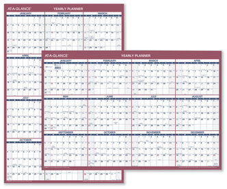 AT-A-GLANCE® Vertical/Horizontal Wall Calendar 24 x 36, White/Blue/Red Sheets, 12-Month (Jan to Dec): 2025