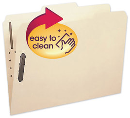 Smead™ Poly Top Tab Fastener Folders 0.75" Expansion, 2 Fasteners, Letter Size, Manila Exterior, 24/Box