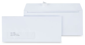 Universal® Peel Seal Strip Business Envelope Address Window, #10, Square Flap, Self-Adhesive Closure, 4.13 x 9.5, White, 500/Box