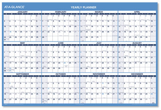 AT-A-GLANCE® Horizontal Erasable Wall Planner Reversible/Erasable 48 x 32, White/Blue Sheets, 12-Month (Jan to Dec): 2024