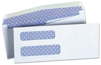 Universal® Double Window Business Envelope #8 5/8, Commercial Flap, Gummed Closure, 3.63 x 8.63, White, 500/Box