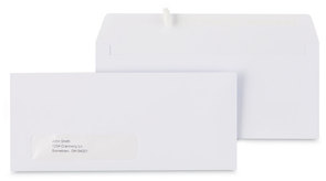 Universal® Business Envelope Open-Side 1 Window, #10, Commercial Flap, Gummed Closure, 4.13 x 9.5, White, 250/Box