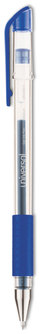Universal™ Comfort Grip® Gel Stick Roller Ball Pen Medium 0.7 mm, Blue Ink, Clear/Blue Barrel, Dozen