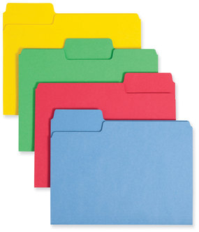 Smead™ SuperTab® Colored File Folders 1/3-Cut Tabs: Assorted, Letter Size, 0.75" Expansion, 11-pt Stock, Color Assortment 1, 24/Pack