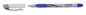 A Picture of product UNV-39621 Universal™ Gel Stick Pen Medium 0.7 mm, Blue Ink, Silver/Blue Barrel, Dozen