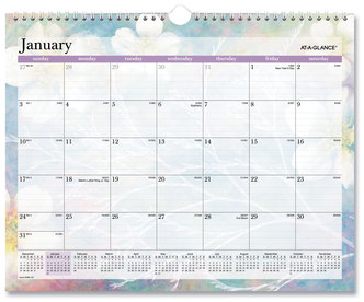AT-A-GLANCE® Dreams Monthly Wall Calendar Seasonal Artwork, 15 x 12, Multicolor Sheets, 12-Month (Jan to Dec): 2024