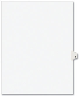 Avery® Preprinted Style Legal Dividers Exhibit Side Tab Index 26-Tab, P, 11 x 8.5, White, 25/Pack, (1416)