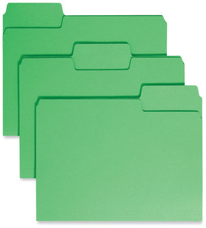 Smead™ SuperTab® Colored File Folders 1/3-Cut Tabs: Assorted, Letter Size, 0.75" Expansion, 11-pt Stock, Green, 100/Box