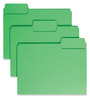 A Picture of product SMD-11985 Smead™ SuperTab® Colored File Folders 1/3-Cut Tabs: Assorted, Letter Size, 0.75" Expansion, 11-pt Stock, Green, 100/Box