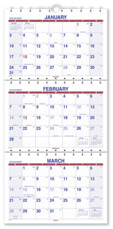 AT-A-GLANCE® Move-A-Page Three-Month Wall Calendar 12 x 27, White/Red/Blue Sheets, 15-Month (Dec to Feb): 2023 2025