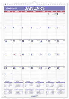 AT-A-GLANCE® Erasable Wall Calendar 12 x 17, White Sheets, 12-Month (Jan to Dec): 2024