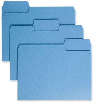 Smead™ SuperTab® Colored File Folders 1/3-Cut Tabs: Assorted, Letter Size, 0.75" Expansion, 11-pt Stock, Blue, 100/Box