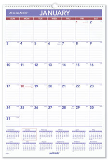 AT-A-GLANCE® Erasable Wall Calendar 15.5 x 22.75, White Sheets, 12-Month (Jan to Dec): 2024