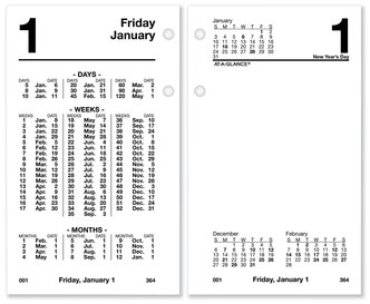AT-A-GLANCE® Financial Desk Calendar Refill 3.5 x 6, White Sheets, 12-Month (Jan to Dec): 2024