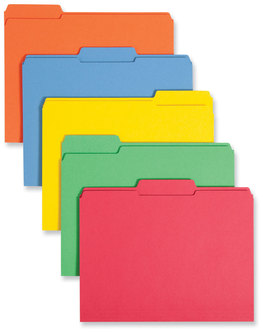 Smead™ Reinforced Top Tab Colored File Folders 1/3-Cut Tabs: Assorted, Letter Size, 0.75" Expansion, Colors, 100/Box