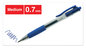 A Picture of product UNV-39913 Universal™ Comfort Grip® Clear Barrel Retractable Gel Ink Roller Ball Pen Medium 0.7 mm, Blue Clear/Blue Dozen