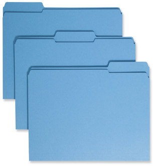 Smead™ Reinforced Top Tab Colored File Folders 1/3-Cut Tabs: Assorted, Letter Size, 0.75" Expansion, Blue, 100/Box