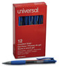 A Picture of product UNV-39913 Universal™ Comfort Grip® Clear Barrel Retractable Gel Ink Roller Ball Pen Medium 0.7 mm, Blue Clear/Blue Dozen