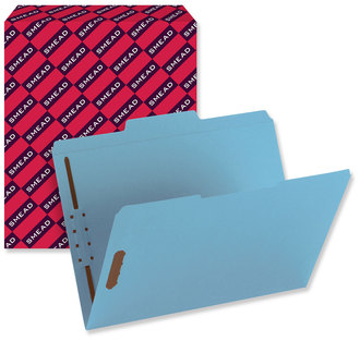 Smead™ Top Tab Colored Fastener Folders 0.75" Expansion, 2 Fasteners, Letter Size, Blue Exterior, 50/Box