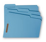 A Picture of product SMD-12042 Smead™ WaterShed® CutLess® Reinforced Top Tab Fastener Folders 0.75" Expansion, 2 Fasteners, Letter Size, Blue Exterior, 50/Box