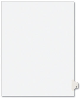 Avery® Preprinted Style Legal Dividers Exhibit Side Tab Index 26-Tab, Y, 11 x 8.5, White, 25/Pack, (1425)