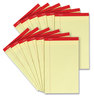 A Picture of product UNV-40000 Universal® Perforated Ruled Writing Pads Wide/Legal Rule, Red Headband, 50 Canary-Yellow 8.5 x 14 Sheets, Dozen