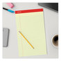 A Picture of product UNV-40000 Universal® Perforated Ruled Writing Pads Wide/Legal Rule, Red Headband, 50 Canary-Yellow 8.5 x 14 Sheets, Dozen