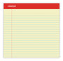 A Picture of product UNV-40000 Universal® Perforated Ruled Writing Pads Wide/Legal Rule, Red Headband, 50 Canary-Yellow 8.5 x 14 Sheets, Dozen