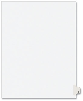 Avery® Preprinted Style Legal Dividers Exhibit Side Tab Index 26-Tab, Z, 11 x 8.5, White, 25/Pack, (1426)