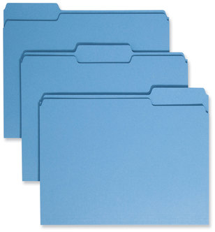 Smead™ Colored File Folders 1/3-Cut Tabs: Assorted, Letter Size, 0.75" Expansion, Blue, 100/Box