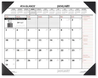 AT-A-GLANCE® Two-Color Monthly Desk Pad Calendar 22 x 17, White Sheets, Black Corners, 12-Month (Jan to Dec): 2024
