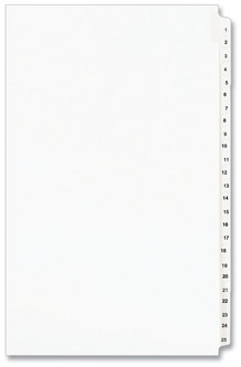 Avery® Preprinted Style Legal Dividers Exhibit Side Tab Index 25-Tab, 1 to 25, 14 x 8.5, White, Set, (1430)