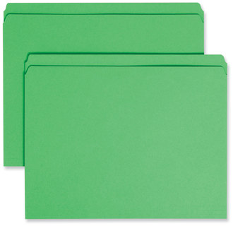 Smead™ Reinforced Top Tab Colored File Folders Straight Tabs, Letter Size, 0.75" Expansion, Green, 100/Box