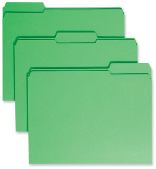 Smead™ Reinforced Top Tab Colored File Folders 1/3-Cut Tabs: Assorted, Letter Size, 0.75" Expansion, Green, 100/Box