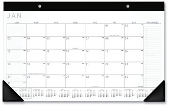 AT-A-GLANCE® Contemporary Monthly Desk Pad 18 x 11, White Sheets, Black Binding/Corners,12-Month (Jan to Dec): 2024