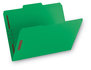 A Picture of product SMD-12142 Smead™ WaterShed® CutLess® Reinforced Top Tab Fastener Folders 0.75" Expansion, 2 Fasteners, Letter Size, Green Exterior, 50/Box