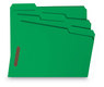 A Picture of product SMD-12142 Smead™ WaterShed® CutLess® Reinforced Top Tab Fastener Folders 0.75" Expansion, 2 Fasteners, Letter Size, Green Exterior, 50/Box