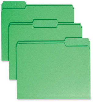 Smead™ Colored File Folders 1/3-Cut Tabs: Assorted, Letter Size, 0.75" Expansion, Green, 100/Box