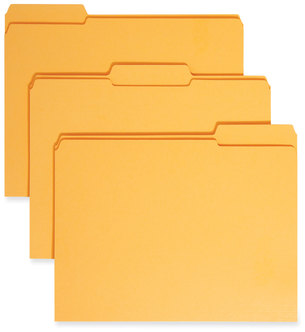 Smead™ Reinforced Top Tab Colored File Folders 1/3-Cut Tabs: Assorted, Letter Size, 0.75" Expansion, Goldenrod, 100/Box