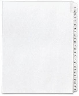 Avery® Preprinted Legal Exhibit Index Tab Dividers with Black and White Tabs Side Allstate Style, 25-Tab, 26 to 50, 11 x 8.5, 1 Set, (1702)