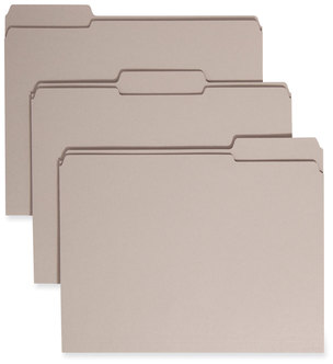 Smead™ Reinforced Top Tab Colored File Folders 1/3-Cut Tabs: Assorted, Letter Size, 0.75" Expansion, Gray, 100/Box