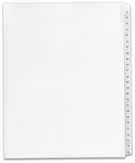 Avery® Preprinted Legal Exhibit Index Tab Dividers with Black and White Tabs Side Allstate Style, 25-Tab, 51 to 75, 11 x 8.5, 1 Set, (1703)