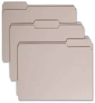 Smead™ Colored File Folders 1/3-Cut Tabs: Assorted, Letter Size, 0.75" Expansion, Gray, 100/Box