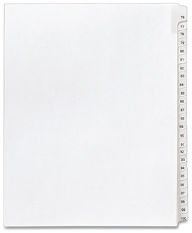 Avery® Preprinted Legal Exhibit Index Tab Dividers with Black and White Tabs Side Allstate Style, 25-Tab, 76 to 100, 11 x 8.5, 1 Set, (1704)