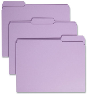 Smead™ Reinforced Top Tab Colored File Folders 1/3-Cut Tabs: Assorted, Letter Size, 0.75" Expansion, Lavender, 100/Box