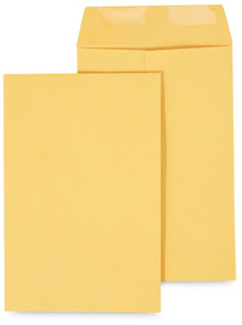 Universal® Catalog Envelope 28 lb Bond Weight Kraft, #1 3/4, Square Flap, Gummed Closure, 6.5 x 9.5, Brown 500/Box