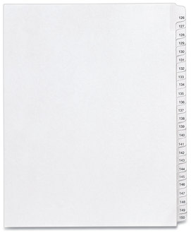 Avery® Preprinted Allstate® Style Legal Dividers Exhibit Side Tab Index 25-Tab, 126 to 150, 11 x 8.5, White, 1 Set, (1706)