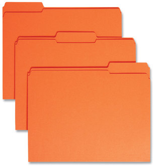 Smead™ Reinforced Top Tab Colored File Folders 1/3-Cut Tabs: Assorted, Letter Size, 0.75" Expansion, Orange, 100/Box